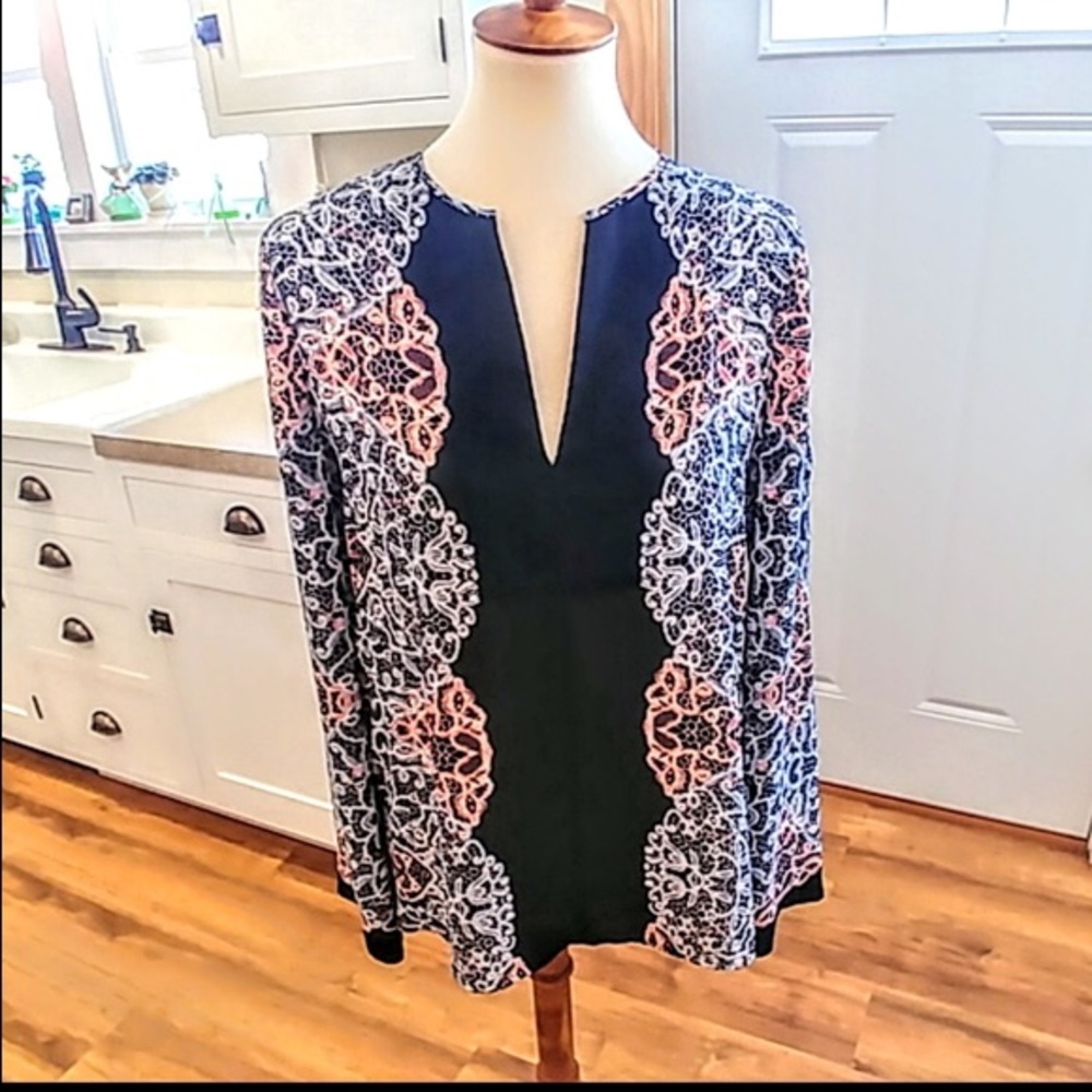 BCBG black/blue/pink top (s)
